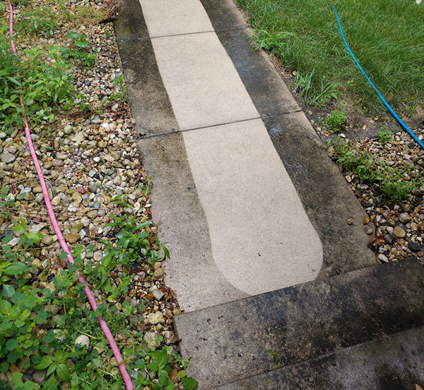 concrete before and after pressure wash